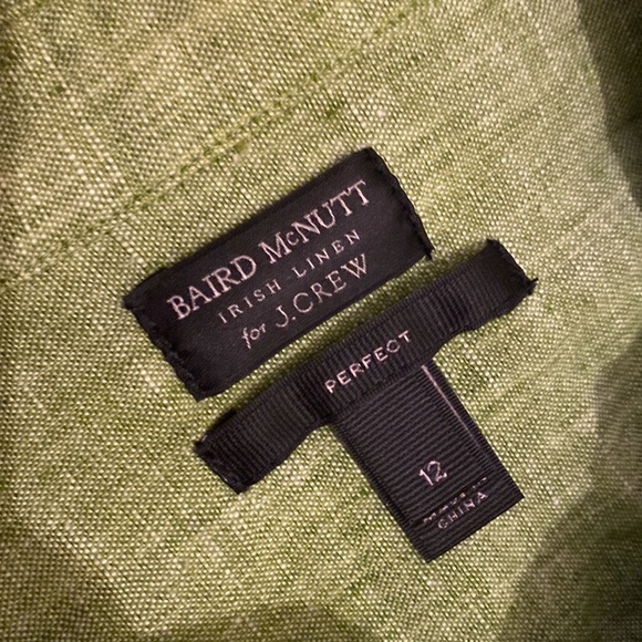 J. Crew Baird McNutt Irish Linen Shirt in Green . Size 12 . Style G061 - Picture 3 of 6